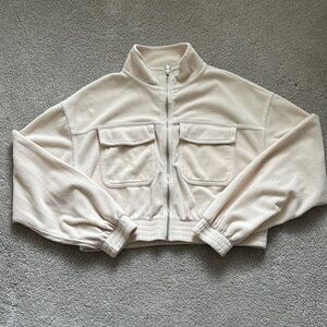 Cream Cropped Corduroy Jacket